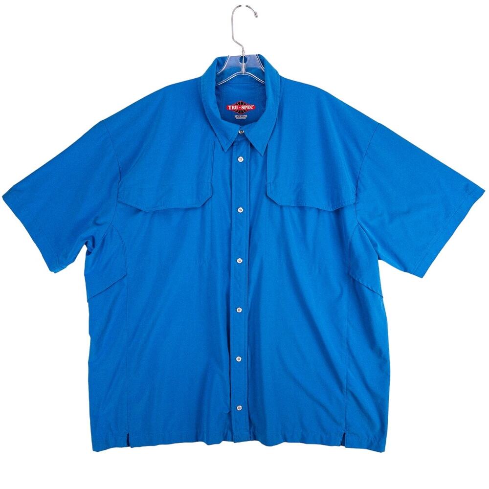 Men's 2XL Tactical Outdoor Shirt Blue Vented Stretch Short Sleeve | Tru-Spec